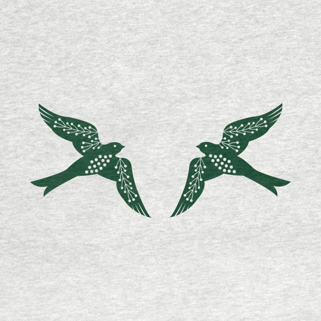 Folk Birds dark green by Maggiemagoo Designs